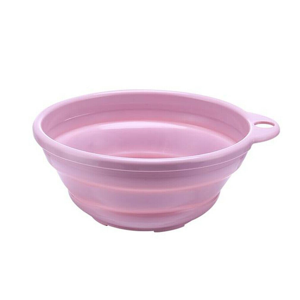 Silicone Collapsible Portable Camping Folding Wash Basin Collapsible Bucket Dish Tub Fruit Vegetable Tools: Pink