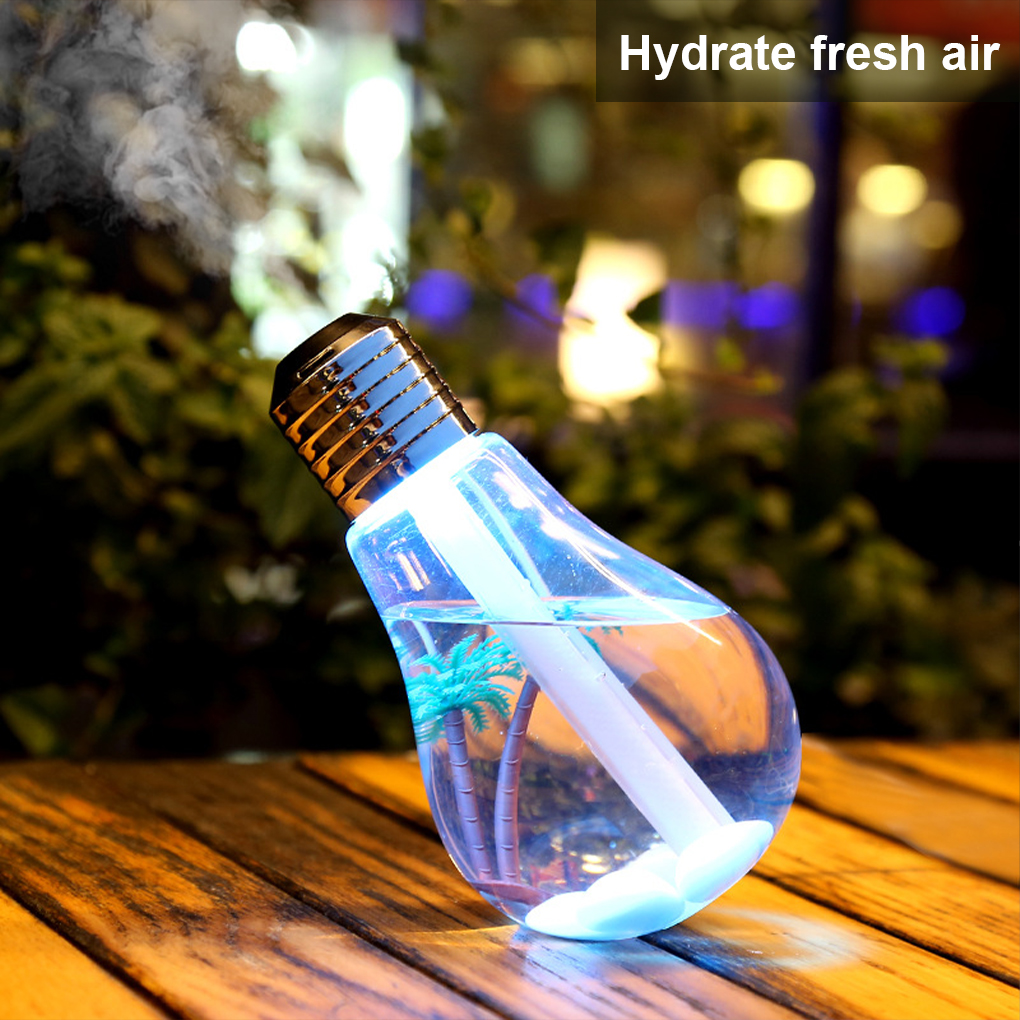 400ml USB Air Humidifier Bulb Humidifier Colorful LED Night Lamp Essential Oil Diffuser for Home Office