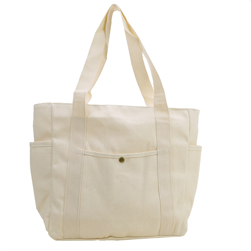 Large Capacity Canvas Tote Bags For Work Commuting Carrying Bag College Style Student Outfit Book Shoulder Bag: Beige