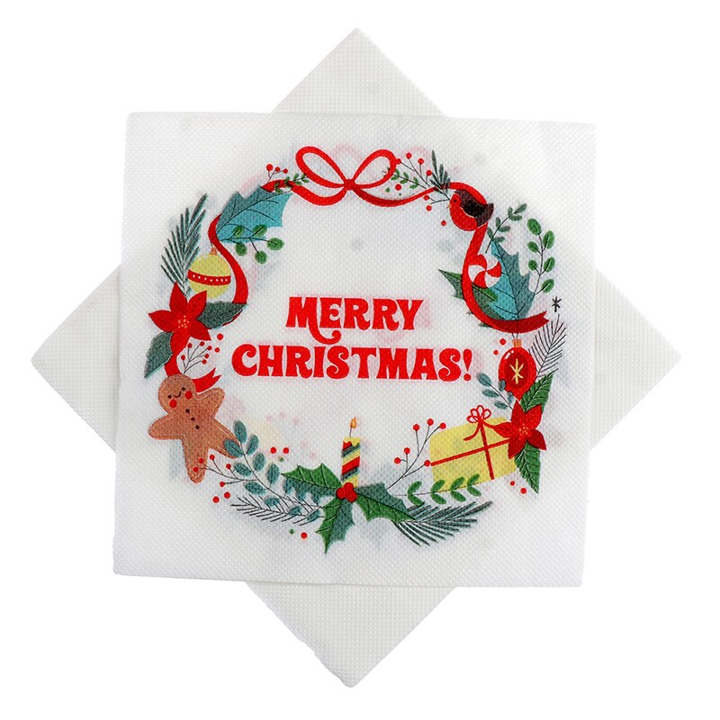 20 pièces/ensemble belles serviettes d'impression serviettes de noël serviettes de sapin de noël pour la fête de magasin à domicile