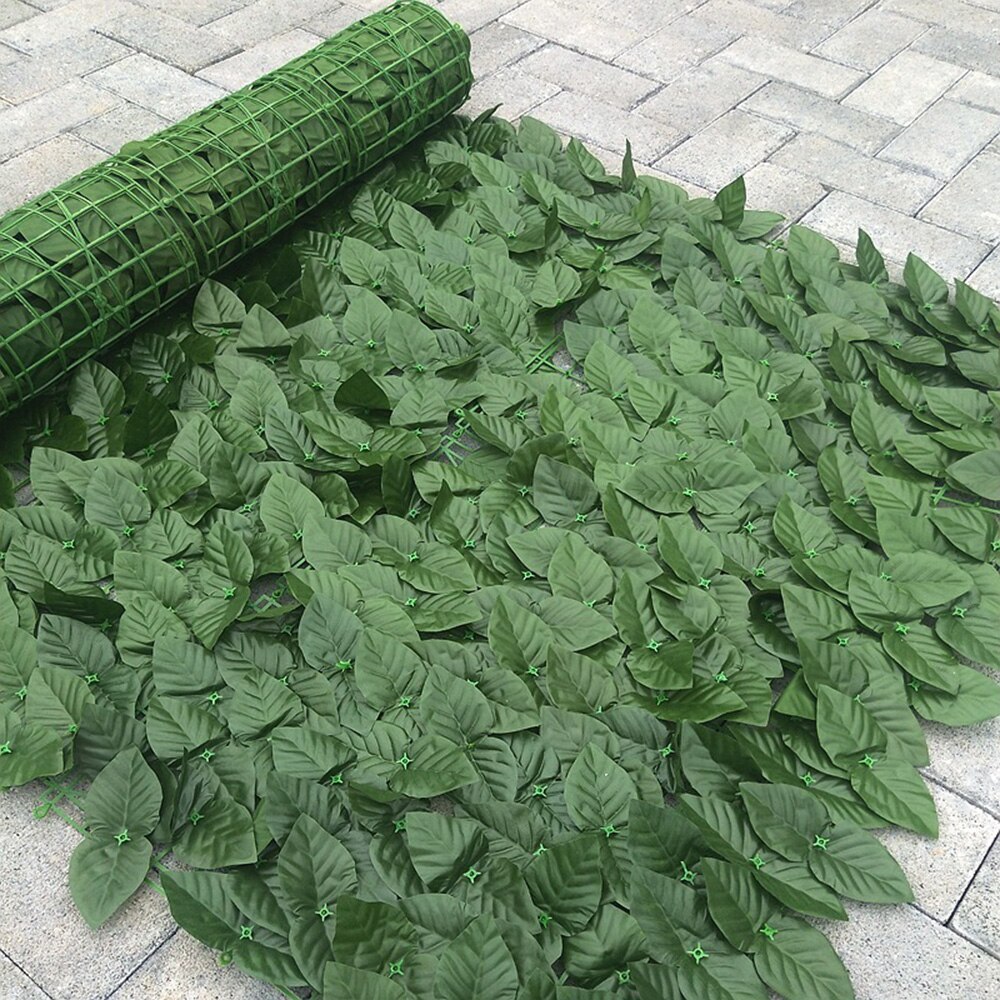 Panel enrollado de hiedra para decoración del hogar, cerca Artificial de hojas verdes con protección UV para balcón, privacidad, jardín, patio trasero, plantas de ratán para pared: E