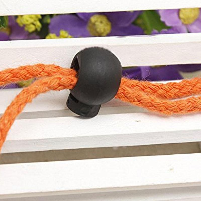 Sewing Cord Locks Plastic Black Ball Cord Round Ends Clip Stop Toggle Lock E0I2