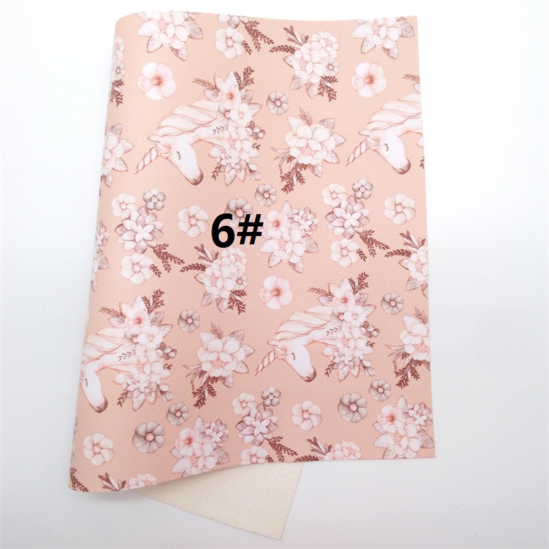 Unicorn Printed Synthetic Leather Faux Fabric Sheets Felt Backing Leather Sheets For Accessories Bows 21X29CM GM2167A: 6
