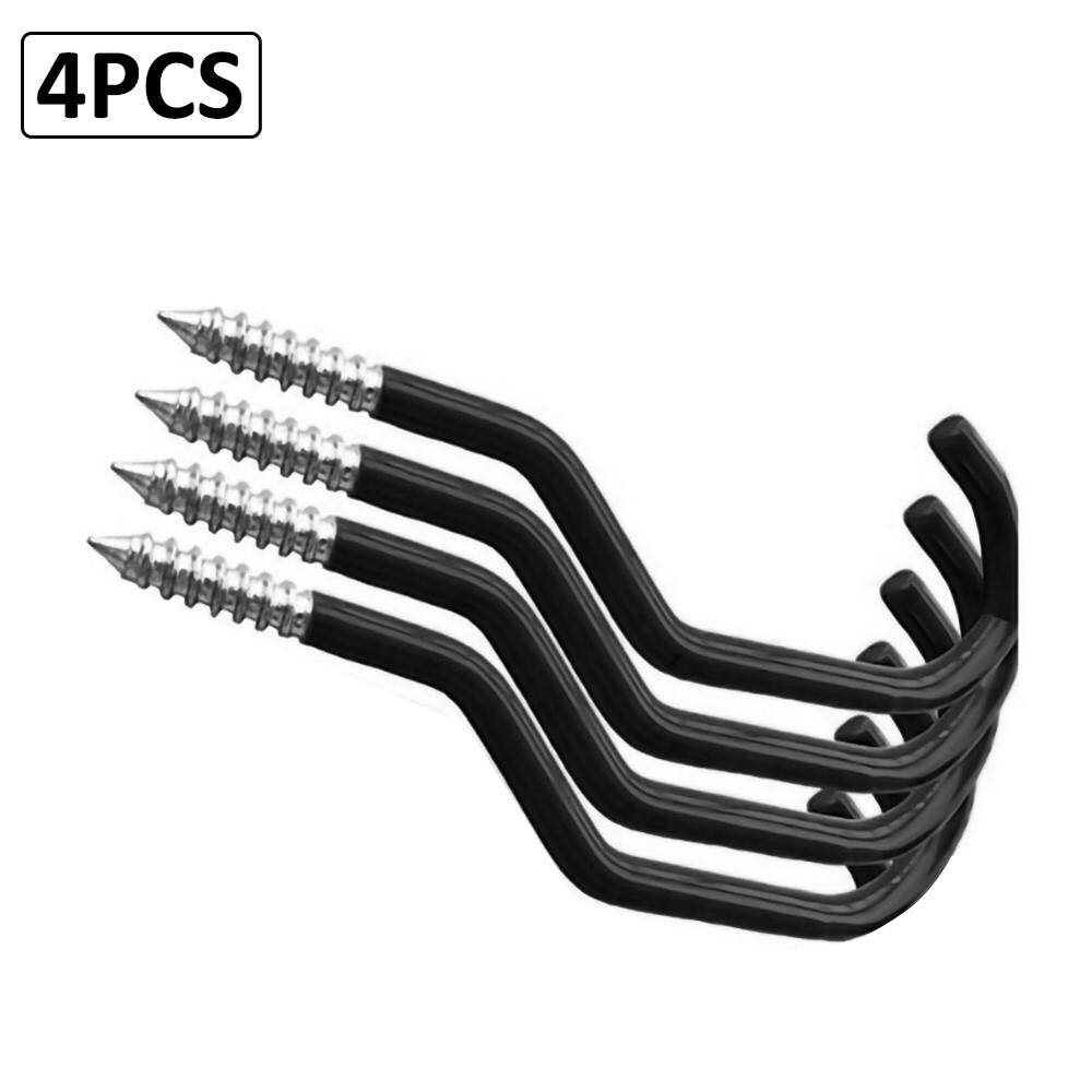 Heavy Duty Bicycle Wall Mounted Screw-in Utility Holder Bike Storage Hooks Wall Mount Steel Garage Hook Bicycle Bike Accessories: Black 4pcs