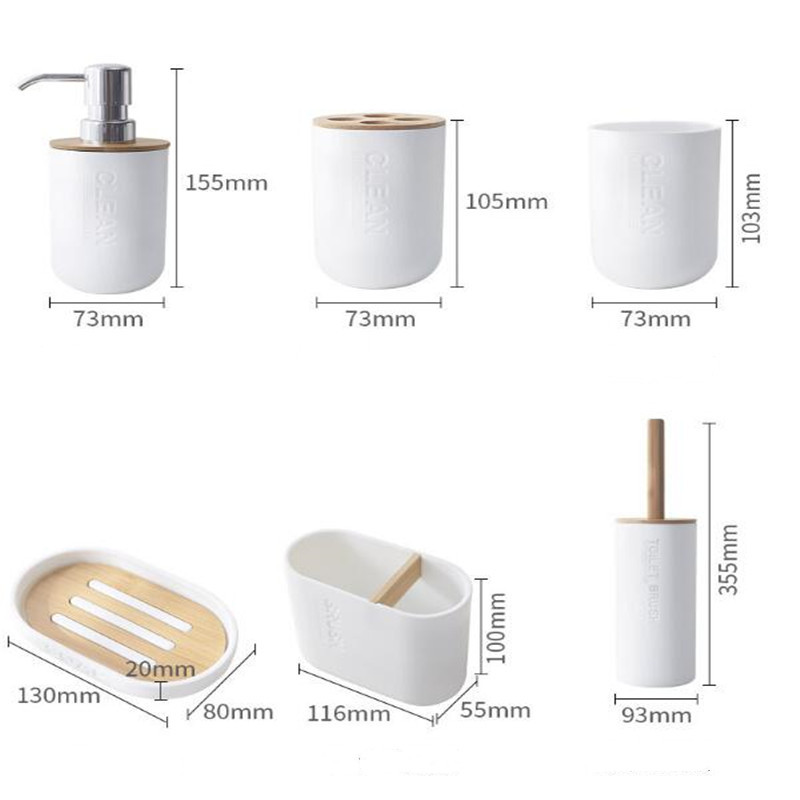Bathroom Accessories Toilet Brush Soap Dish Dispenser Bamboo Toothbrush Holder: G 6pcs