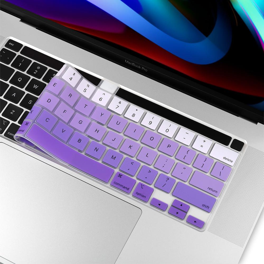 Keyboard Cover for Macbook Pro 16 Model A2141 US Enter English Alphabet Silicone Keyboard Protector Skin: Gradient Purple