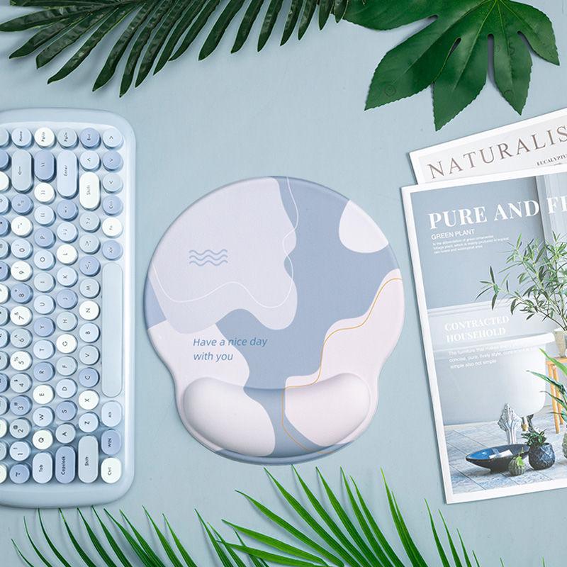 Silikon Mauspad Mit Tastatur Handgelenk Rest Set Rutschfeste Ergonomische Hand Unterstützung Mäuse Matte 3D Mousepad Für Spiel Laptop Büro Arbeit: WHITE