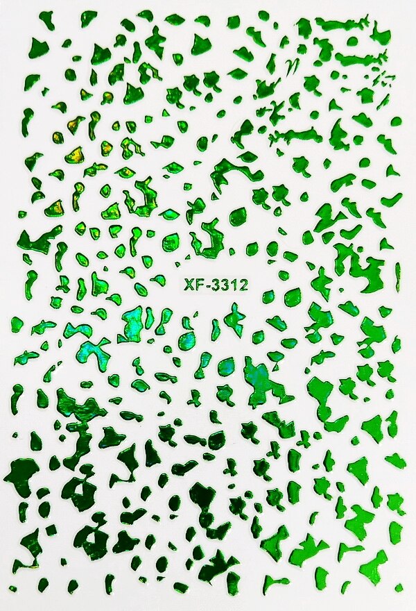 Or noir 3D ongle feuille autocollant manucure 12 couleur bricolage ongle feuille autocollant décalcomanies feuille pour ongles décoration dos colle: XF3312 green