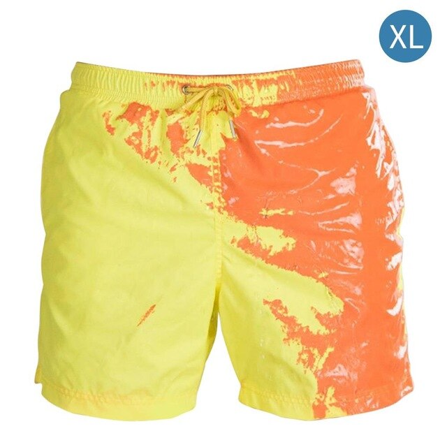 Swimming Pants Beach Swim Shorts Polyester Soft Comfortable Temperature Sensitive Funny Color Changing: Yellow to orange / XL