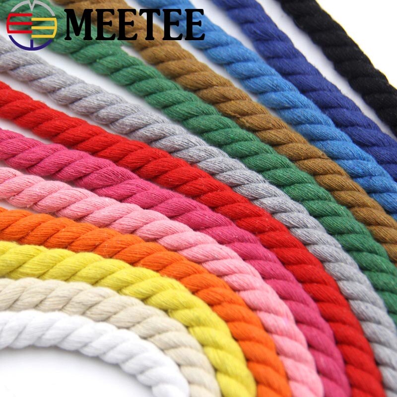 Cordon tordus en coton 100% 3 parts | 10 mètres 12mm, corde décorative artisanale en coton pour sac, ceinture, accessoires de couture