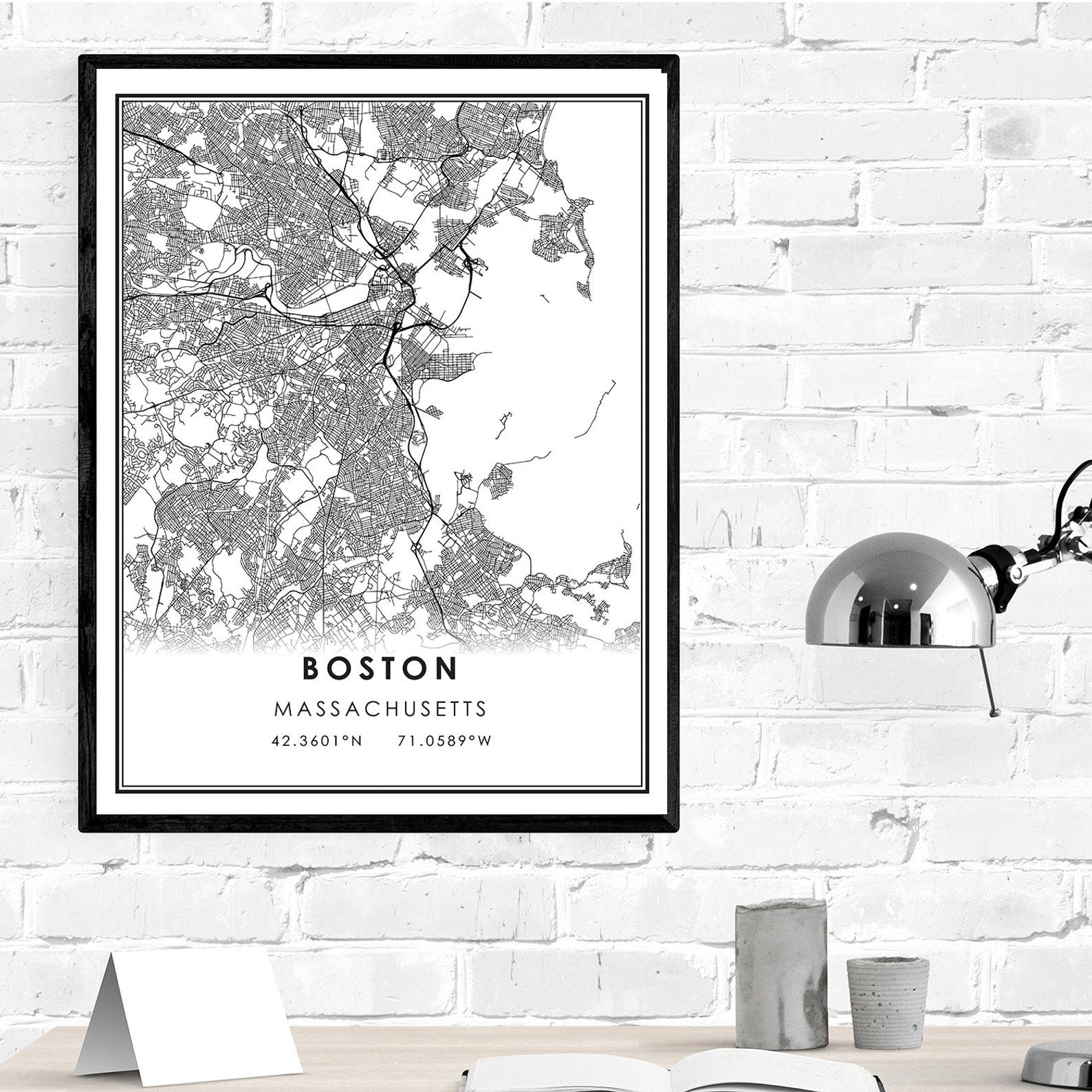 Boston map print poster canvas | Boston city map print poster canvas