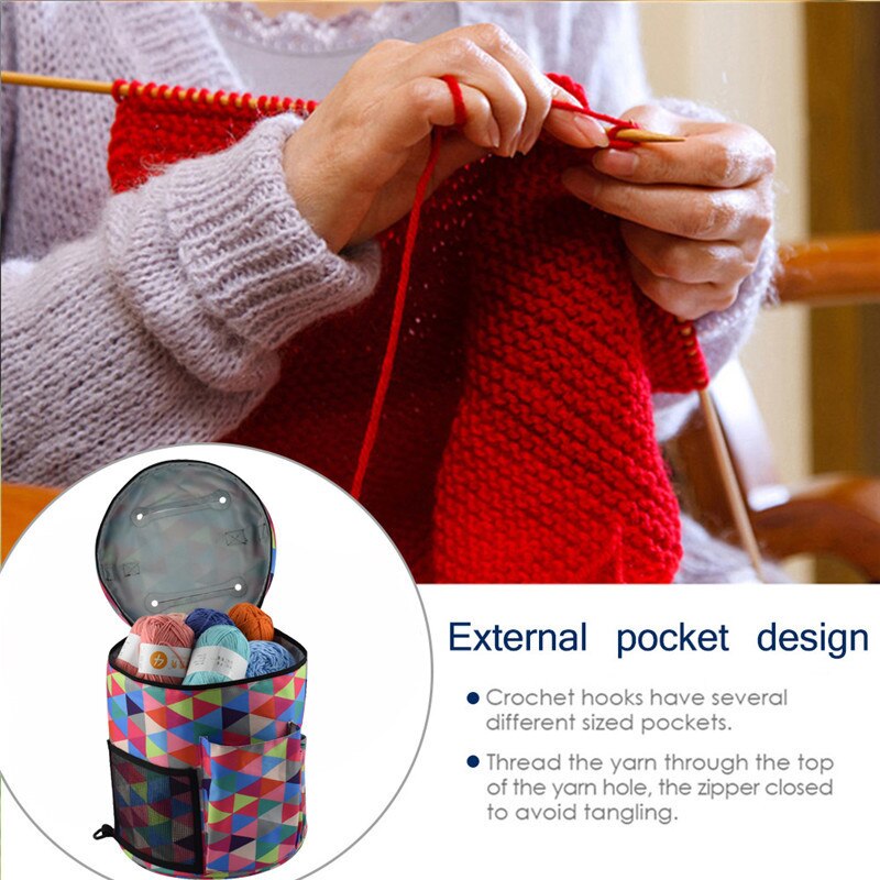 Yarn Storage Tote Knitting Bag Light Travel Yarn Storage Organize Bag for Crochet Hooks & Knitting Needles Kit Yarn Holder Bag