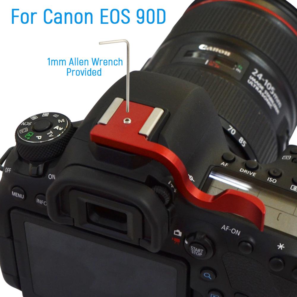 Metel Thumb Up shoe hand Grip Hotshoe bracket for Canon EOS 90D DSLR camera version.
