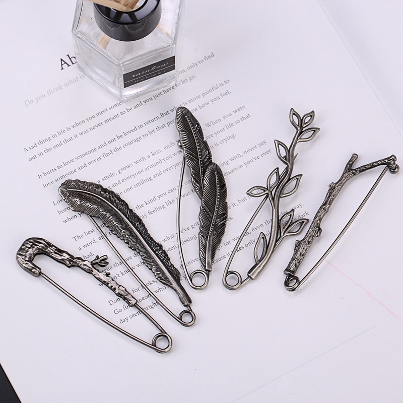 retro-broschen mit zweig- und blättermotiven, mattierte anstecknadeln, Jahrgang-Strickjacke-Clips für damen, schalschnallen, anstecknadeln für herrenanzüge, taschen- und hutaccessoires