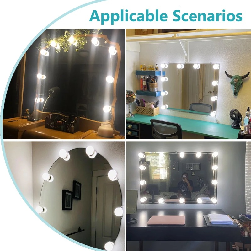 Makeup Mirror LED Light Bulbs USB 5V Bathroom Dressing Table Vanity Lights Hollywood Dressing Table Mirror Lighting