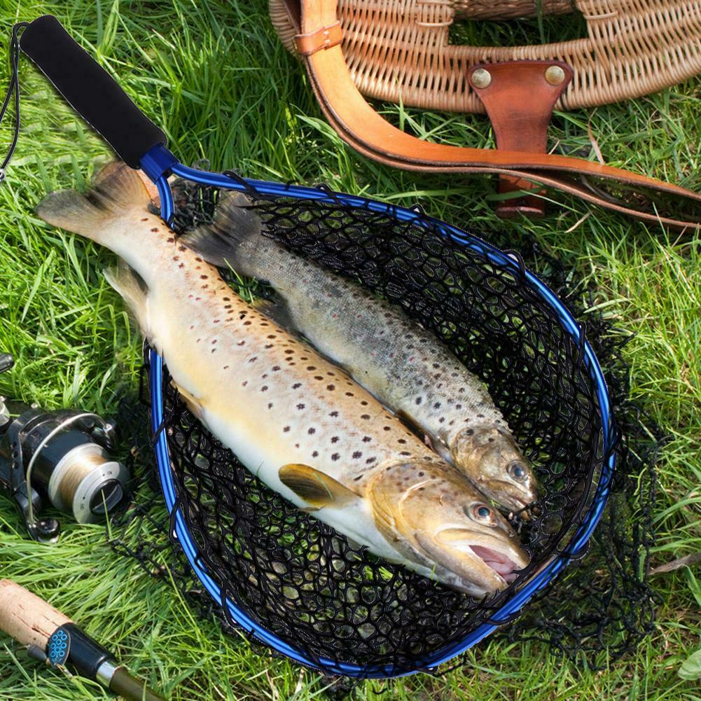 Fishing Net Aluminum Pole Retractable Telescoping Foldable Landing Rubber Net MCK99