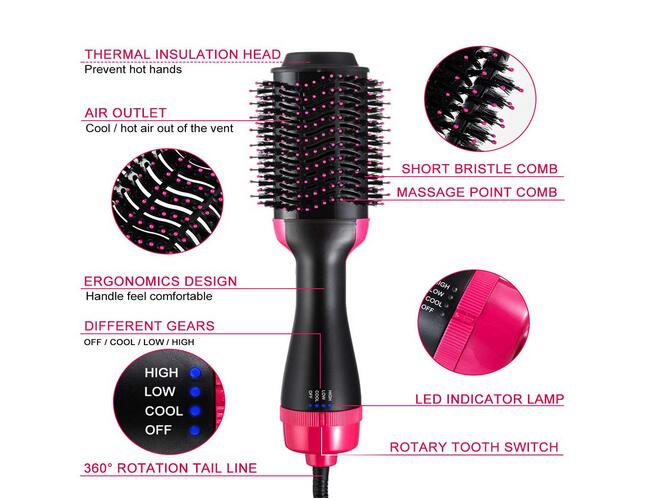 Sèche-cheveux volumateur en une étape, sèche-cheveux électrique en céramique, brosse à air, lisseur multifonction à ions négatifs 0001