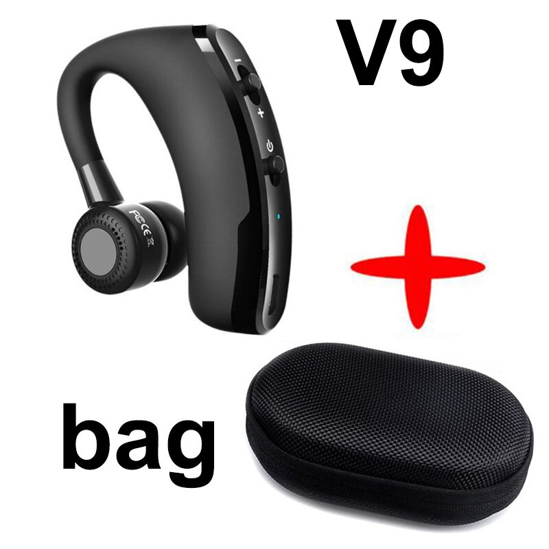 Yulubu V8S Business Bluetooth Oortelefoon Sport Draadloze Bluetooth Headset Handsfree Oortelefoon Voor Driver Met Microfoon En V8: V9 with bag