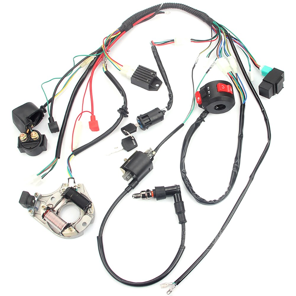 Arnés de cableado eléctrico para motocicleta, conjunto completo de 6 bobinas de estator CDI para ATV Quad Pit Bike Buggy Go Kart 50 70 90 110 125cc, 1 Juego