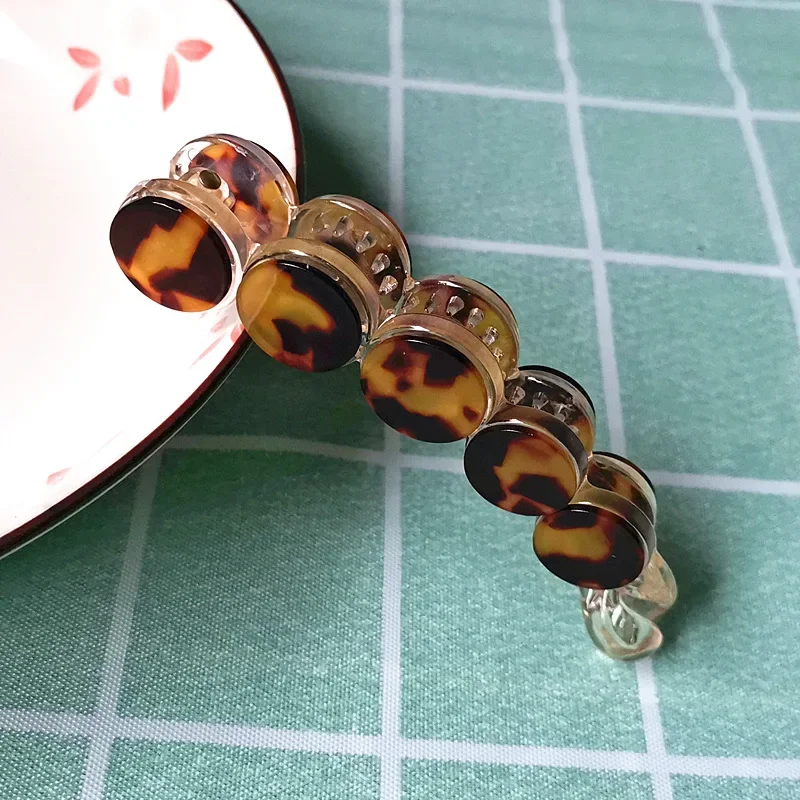 Simple Marble Pattern Banana Clip Women Acetate Leopard Ponytail Holder Hair Clip Casual Tortoiseshell Large Hairpin: Chocolate