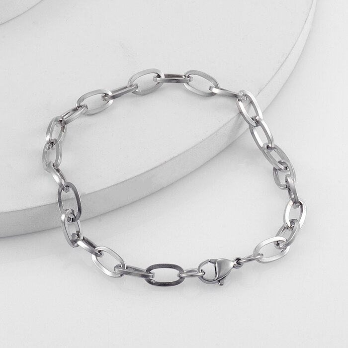 Charm Stainless Steel for Women Girls Gold Color Herringbone Link Bracelet Bohemian Jewelry: 5mm Silver / 18CM