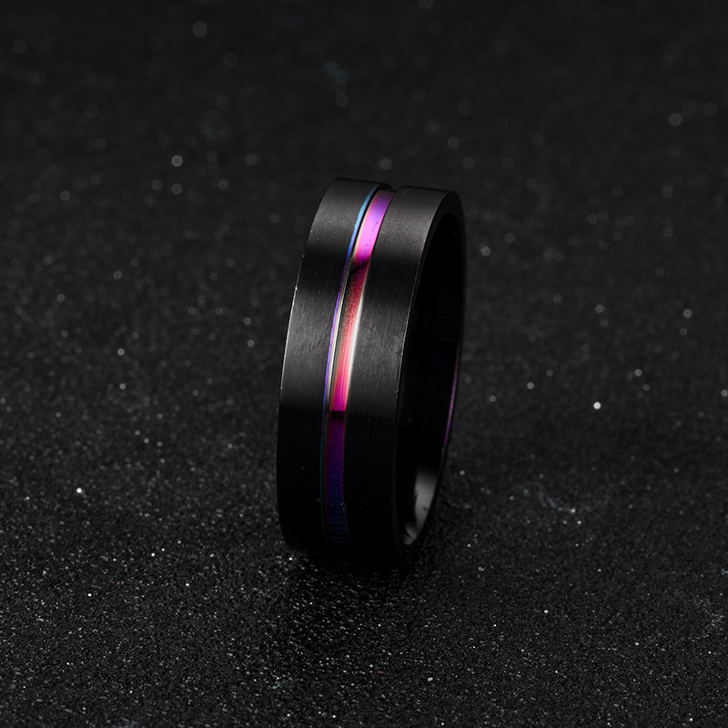 8Mm Zwart Titanium Ring Voor Mannen Jongens Eenvoudige Rvs Ringen Trendy Rainbow Groef Ringen Sieraden Accessoires