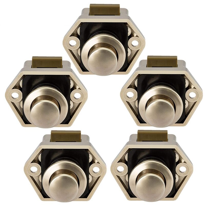 5 boutons de verrouillage à bouton-poussoir en Nickel, 17-25mm, boutons de porte pour armoire, placard, bateau, boîte à cheval, Van de camping-car