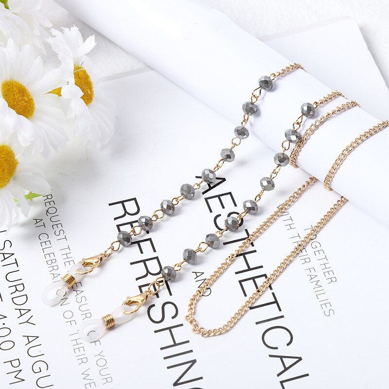 Cadena con abalorios de perlas a la para mascarilla para mujer y niña, cadenas para gafas, correas y cordones para el cuello, cuerda para gafas de lectura, soporte con cordón: 13