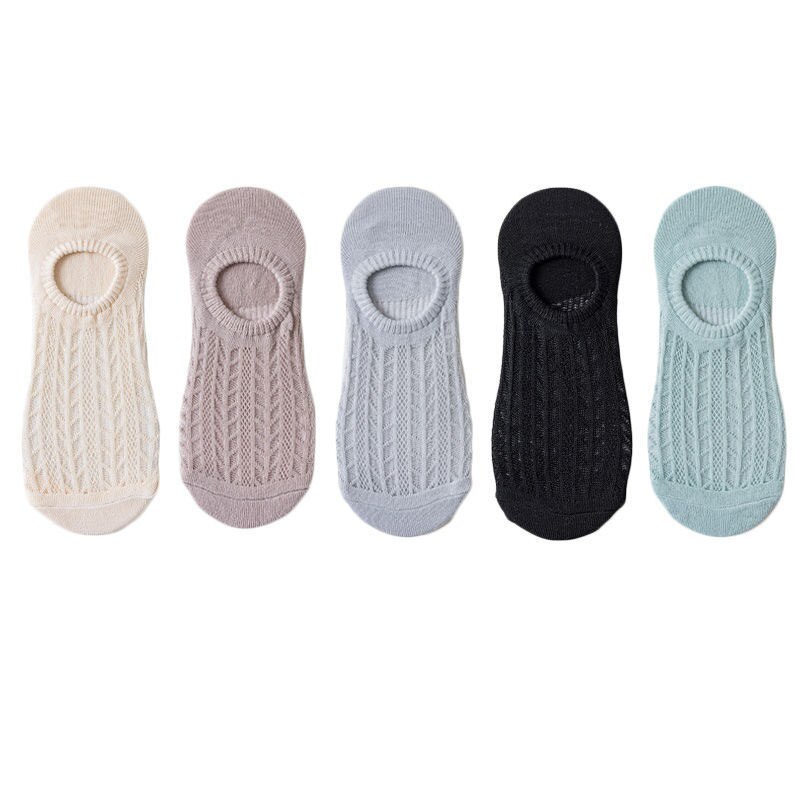 5 paia/lotto calzini invisibili in cotone Mujer antiscivolo Chaussette caviglia bassa donna femminile calzini da barca No Show Calcetines traspiranti: 09