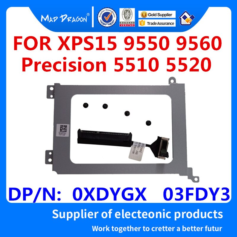 Hard Drive Bracket Caddy HDD Disk Drive cable For Dell Precision 5510 5520 5530 XPS15 9550 9560 9570 7590 0XDYGX 0k0k71 03FDY3: black