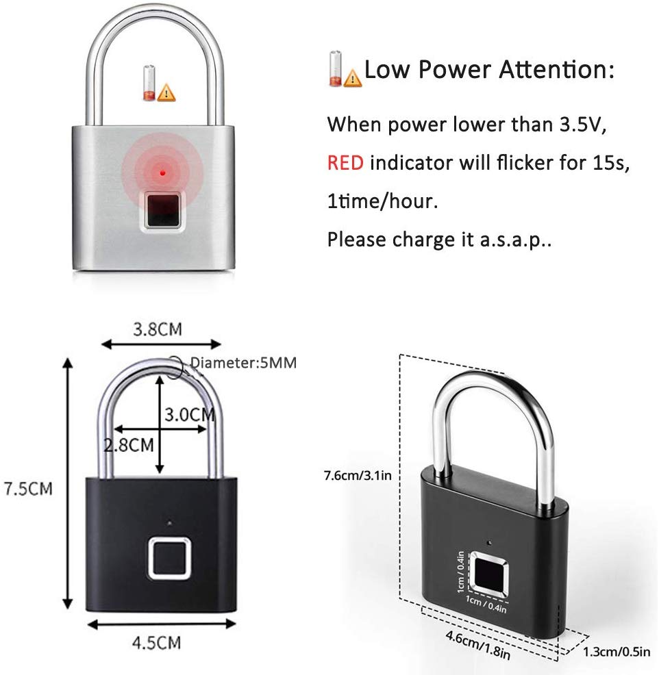 IP65 Waterproof Smart Digital Alarm Fingerprint Pad lock/Smart Biometric Fingerprint Padlock