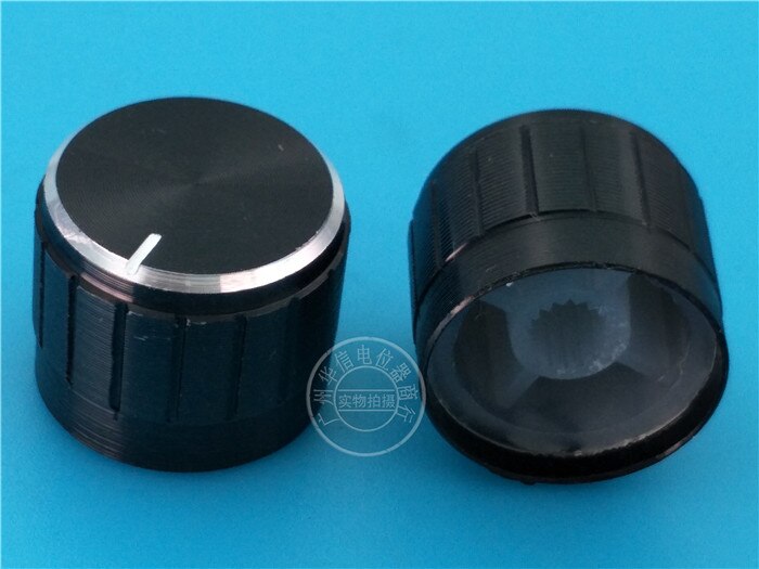 50pcs aperture of 6mm aluminum potentiometer knob switch / volume knob cap 21 * 17mm black gold