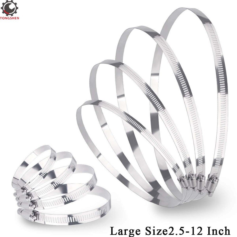 2.5-12 Inch Stainless Steel Duct Clamp Worm Gear Pipe Clamps Hose Clips Fuel Hose Pipe Clamps Worm Drive 46-310mm Hose Clamp