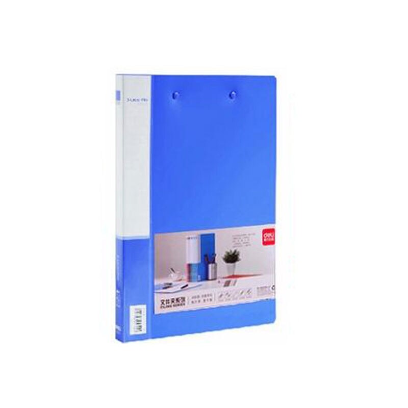 3PCS DELI A4 PP Clip File Folder Color Office Metting Document File Folders School Office Supplies: blue 3Pcs