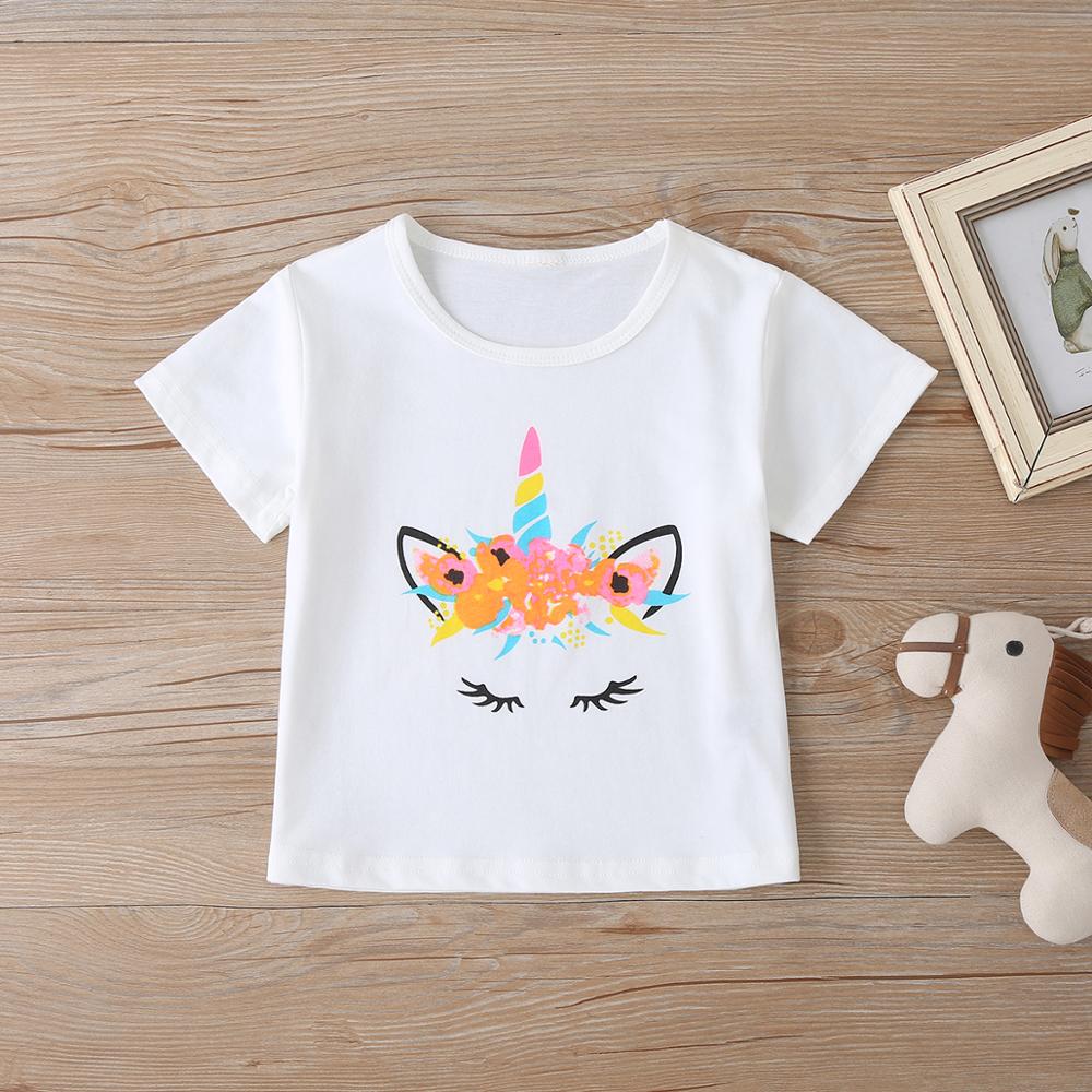 Toddler Baby Girl T shirt Tops Short Sleeve Unicorn Print T-Shirt Costume