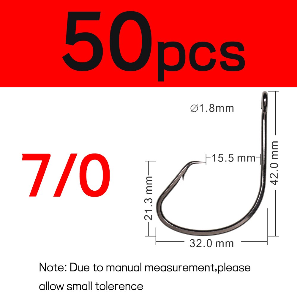 Elllv 50pcs 1/0 - 8/0 Saltwater Fishing Octopus Circle Hooks Carbon Steel Barbed Hook Snapper Flasher Sabiki Rigs Tying Hook: 50pcs size 7l0