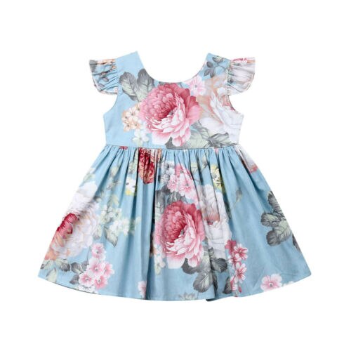 Girl Dress Summer Toddler Baby Kids Girl Floral Print Princess Sleeveless Dress Tutu Cotton Clothes Cute
