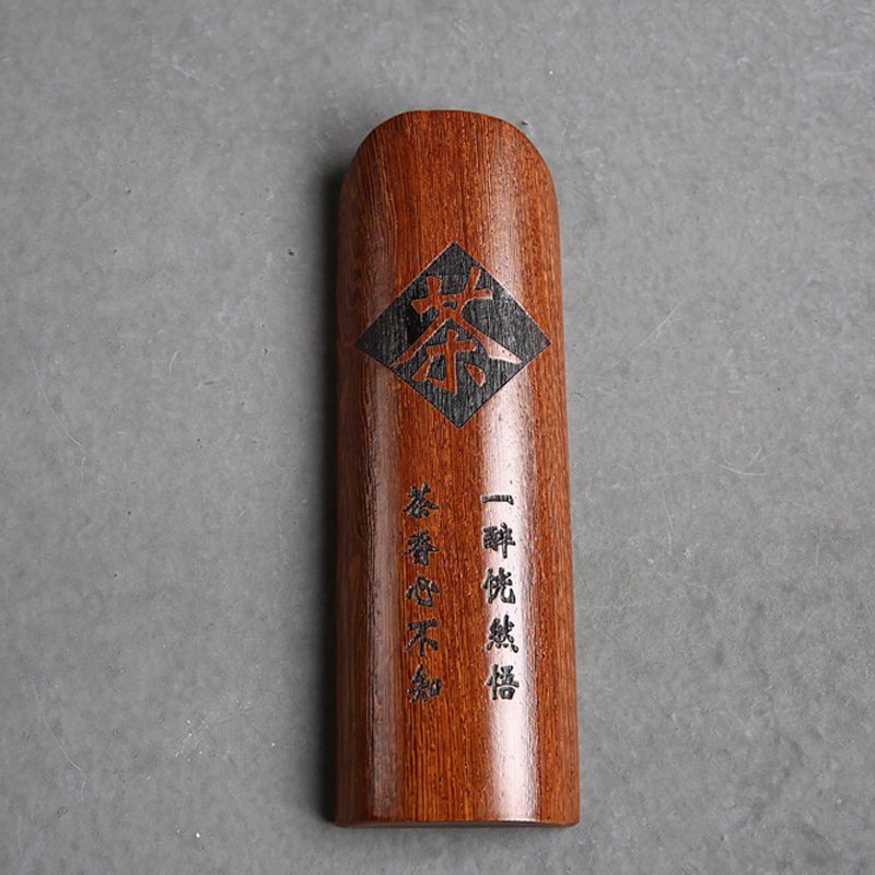 S /4 handgemaakte wengé houten cha dao theeclip + naald + schepje + cha he