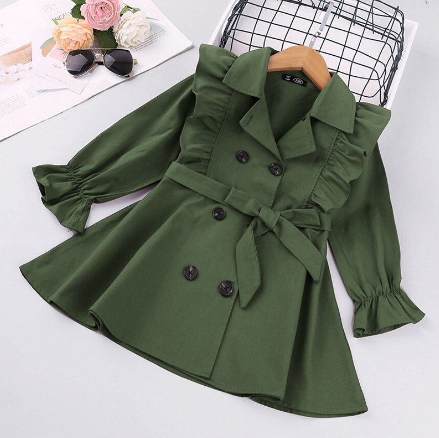 frühling Mäntel Für Mädchen freundlicher Kleidung Herbst Lange ärmeln freundlicher Weiche Einfarbig Kleidung Kleid Mädchen Overall