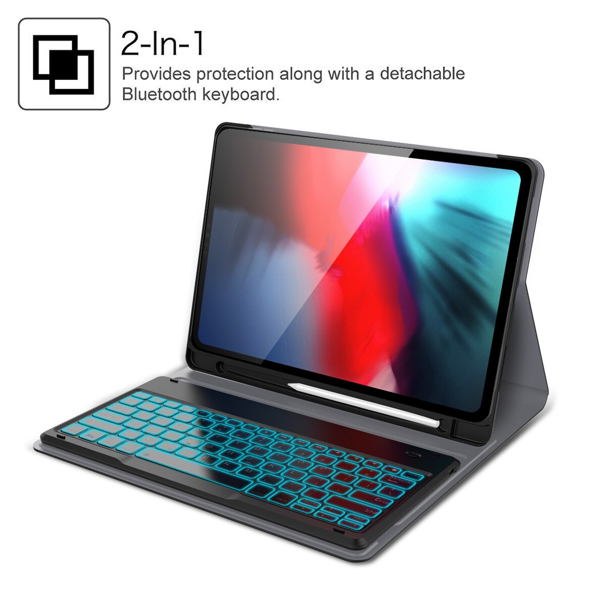 Voor iPad Pro 12.9 Tablet Case Scheidbare 7 Kleur Backlight USA Bluetooth Toetsenbord Leather Cover Voor iPad Pro 12.9 Case