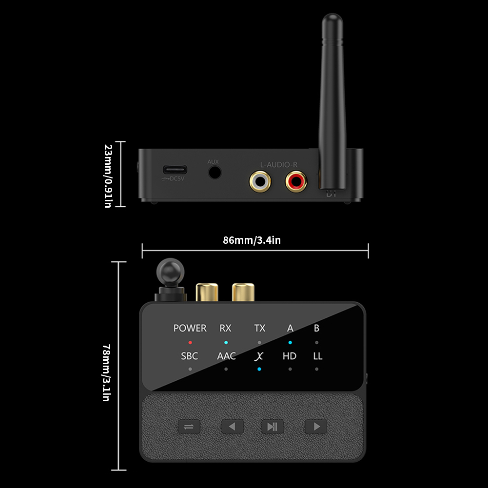 Bluetooth 5.3 aptX/HD/LL Audio Adapter 3.5mm Aux R/L Wireless Stereo Receiver Transmitter Connect two Bluetooth devices