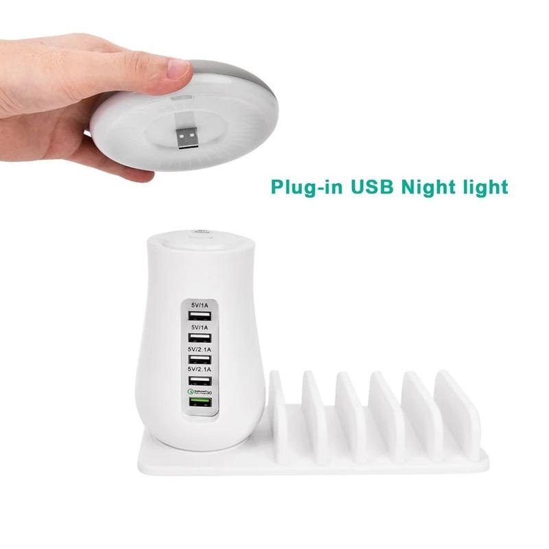 Multiple Ports USB Charger Station Desktop QC3.0 Quick Charging Dock Tablet Mobile Phone Charger Stand With Mushroom Light