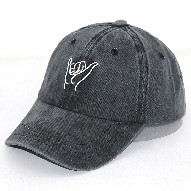 Vinger Vader Hoed Mode 100% Katoen Gewassen Borduurwerk Baseball Cap Verstelbare Hiphop Snapback Hoeden Voor Mannen Vrouwen: Black