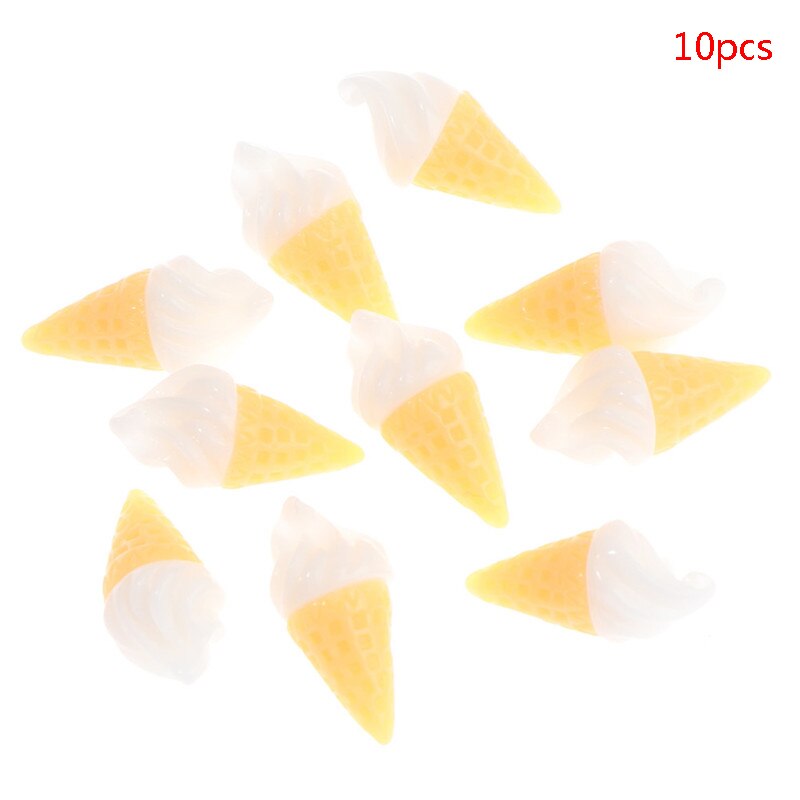 10 Uds. De conos de helado de resina en miniatura, suministros DIY, accesorios, juguetes para juego de imitación: WT