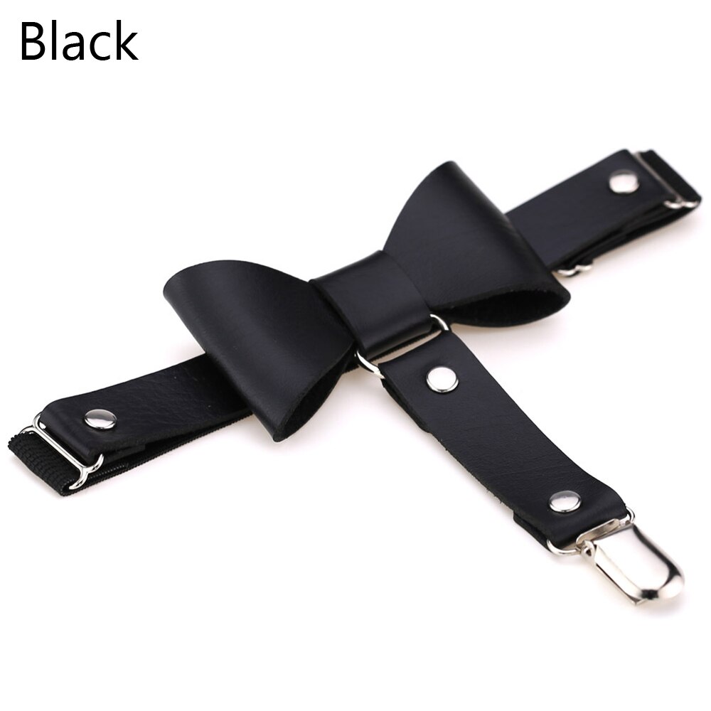 1 pièces Sexy Punk gothique en cuir bretelles chaussettes ceinture jambe anneau cuisse bas élastique noeud noeud jarretière: Black