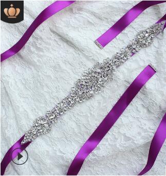Crystal Bruiloft Accessoires Satijnen Trouwjurk Riem Bruids Lint Tailleband Sjerp Riem Voor Avond Prom Jurken: purple