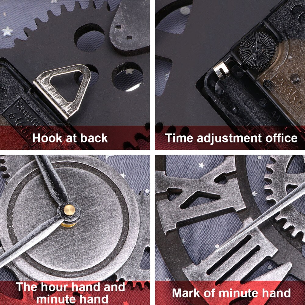 Industrial Gear Wall Clock Decorative Wall Clock Industrial Style Wall Clock wall hanging clock (Shipment without Battery)