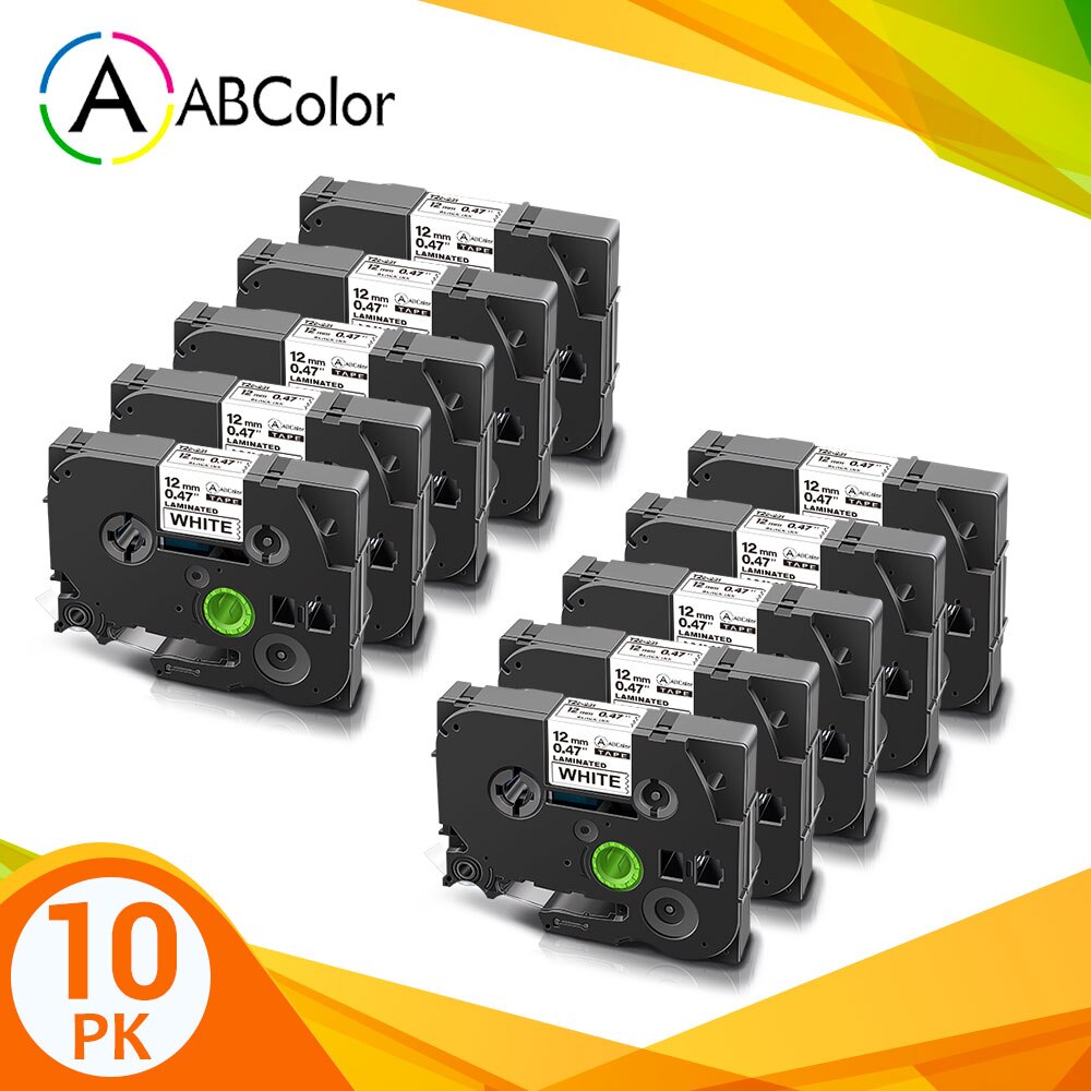 10PK 12mm laminowana taśma etykiet czarny na białym 231 wymiana dla 231 131 431 531 631 731 wstążki drukarki dla drukarka do etykiet: 10PK Black on White
