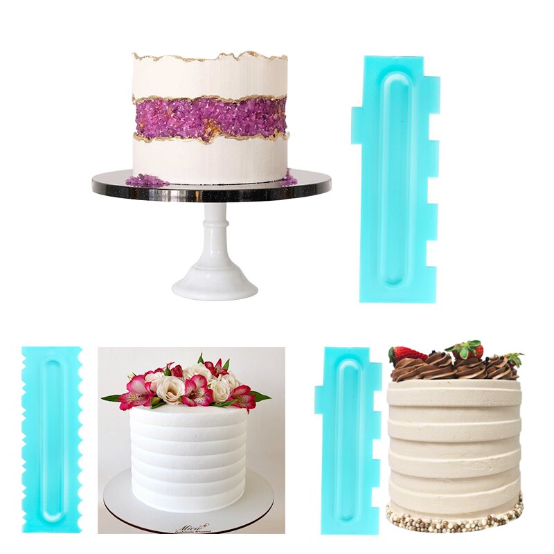 3 Stks/set Cake Decorating Kam Icing Fondant Spatels Soepeler Plastic Cake Schraper Gebak Texturen Keuken Bakken Tools