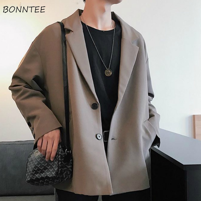 Chaquetas para hombres solo Breasted bolsillos Unisex parejas suelto-Encuentro de Harajuku de la calle de ocio para Hombre Trajes Chic suelto